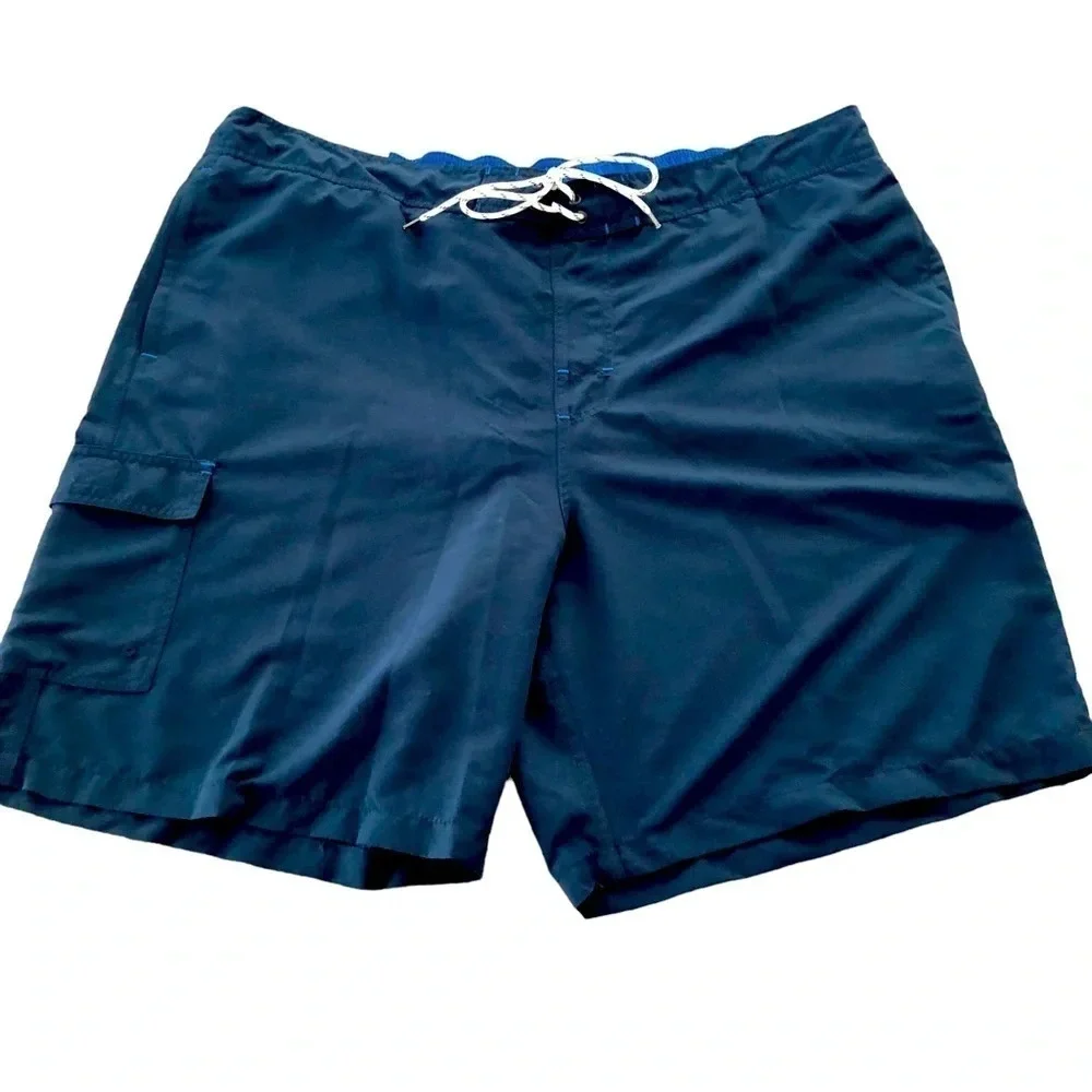 NWT Goodfellow‎ & Co Mens XXL Navy Blue 9” Inseam Board Shorts Swimwear Lined